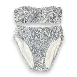 Vintage 1990s deadstock gray snakeskin tube top bikini